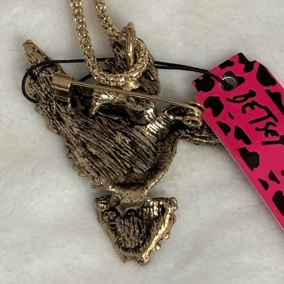 Betsey Johnson Charming Gold and Brown Hummingbird Necklace - Picture 4 of 4